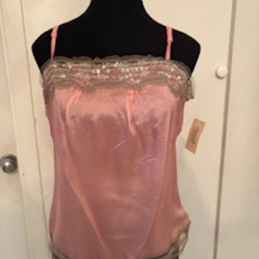 Pink satin embellished cami